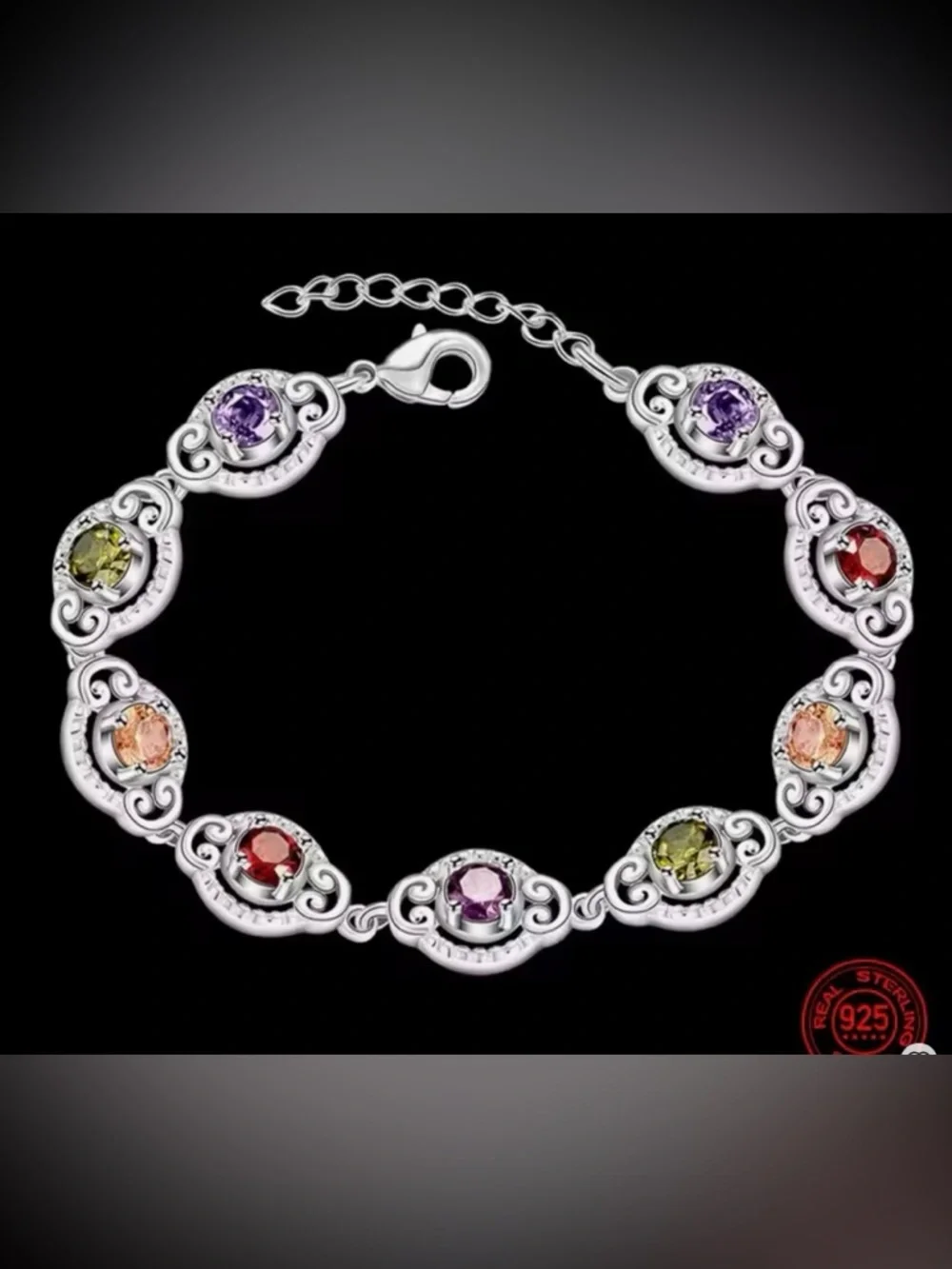 New Multi Colored Stone .925 Bracelet
